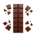 Chocolate bar pieces isolated on white background Royalty Free Stock Photo