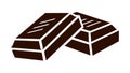 Chocolate bar pieces line icon vector illustration. Hand drawn outline broken dark slab of milk or dark bitter chocolate Royalty Free Stock Photo