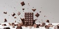 Chocolate bar smashed creating chaos and disorder Royalty Free Stock Photo