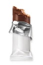 Chocolate bar, white polyethylene wrap Royalty Free Stock Photo