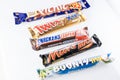 Chocolate Bars Bounty Mars Snickers Twins Picnic Close-up background