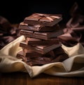 chocolate bars stacked on a sheet of white tissue paper