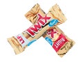 Chocolate bars Twix in package, isolated on transparent background. Twix is a chocolate bar made by Mars Inc