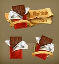 Chocolate bars, vector icons Royalty Free Stock Photo