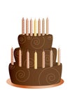 Chocolate birthday cake isolated