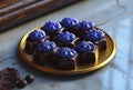 chocolate birthday cake on a plate animated sequence