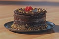 chocolate birthday cake on a plate animated sequence