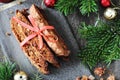 Bunch of Chocolate Biscotti with pistachios and cranberries Royalty Free Stock Photo