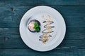 Chocolate Biscuit Baking with Ice Cream. Dessert. On a wooden surface. Top view. Royalty Free Stock Photo