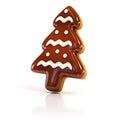 Chocolate biscuit gingerbread Christmas tree on white