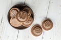 Chocolate biscuit on grey wood