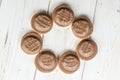 Chocolate biscuit on grey wood