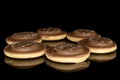 Chocolate biscuit isolated on black glass Royalty Free Stock Photo