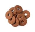 Chocolate Biscuit Rings Isolated, Black Cookie Circles, Dark Soft Biscuits, Round Butter Cookies Royalty Free Stock Photo