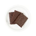 Chocolate Biscuit on Saucer Isolated, Black Quadratic Cookie, Dark Soft Biscuits, Square Butter Cookies, Cocoa Crackers