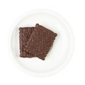 Chocolate Biscuit on Saucer Isolated, Black Quadratic Cookie, Dark Soft Biscuits, Square Butter Cookies, Cocoa Crackers