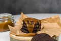 Chocolate biscuits with caramel Royalty Free Stock Photo