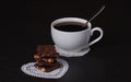 Chocolate, Black Coffee In White Cup Royalty Free Stock Photo
