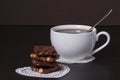 Chocolate, Black Coffee In White Cup Royalty Free Stock Photo