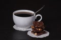 Chocolate, Black Coffee In White Cup Royalty Free Stock Photo