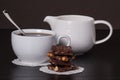 Chocolate, Black Coffee In White Cup Royalty Free Stock Photo