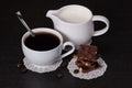 Chocolate, Black Coffee In White Cup Royalty Free Stock Photo