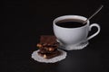 Chocolate, Black Coffee In White Cup Royalty Free Stock Photo