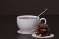 Chocolate, Black Coffee In White Cup Royalty Free Stock Photo
