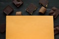 Chocolate on black the old table Royalty Free Stock Photo