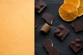 Chocolate on black the old table Royalty Free Stock Photo