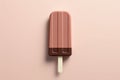 Chocolate block of ice cream on stick. Popsicle. Generative AI