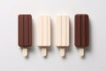 Chocolate block of ice cream on stick. Popsicle. Generative AI