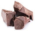 Chocolate blocks and pieces of chocolate bar. Royalty Free Stock Photo