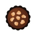 Chocolate Truffle with Nuts in Top View Icon Animated PNG Illustration