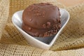 chocolate bonbon with dulce de leche delicious caramel sugar filling isolated caloric