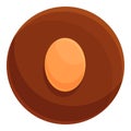 Chocolate bonbon with nut icon cartoon vector. Cocoa milk food Royalty Free Stock Photo