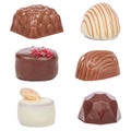 Chocolate bonbons, aka bon-bons or truffles isolated on white Royalty Free Stock Photo