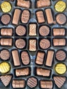 Chocolate box full of assorted chocolates. Royalty Free Stock Photo