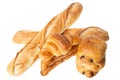 Chocolate bread baguette croissant pastry french bakery in white background