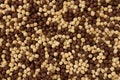 Chocolate breakfast cereal texture, cereal balls as background, top view Royalty Free Stock Photo