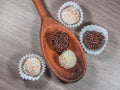 Chocolate brigadeiro in wooden spoon. Brigadeiro, traditional Brazilian sweet. Royalty Free Stock Photo
