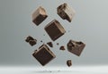 Chocolate broken piece, background with copy space