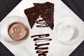 Chocolate brownie cake with ice cream Royalty Free Stock Photo