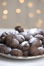 Chocolate brownie cookies in powdered sugar Royalty Free Stock Photo