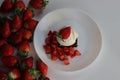 Chocolate brownie with fresh strawberries and a scoop of creamy vanilla ice cream Royalty Free Stock Photo