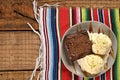 chocolate brownie with ice cream ice cream cake snack sweet food Royalty Free Stock Photo