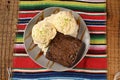 chocolate brownie with ice cream ice cream cake snack sweet food Royalty Free Stock Photo