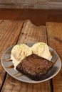 chocolate brownie with ice cream ice cream cake snack sweet food Royalty Free Stock Photo