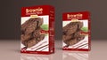 Chocolate brownie mix paper packages. 3d illustration