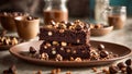 Chocolate brownie sweet nuts bake dessert pastry food delicious bakery cooking